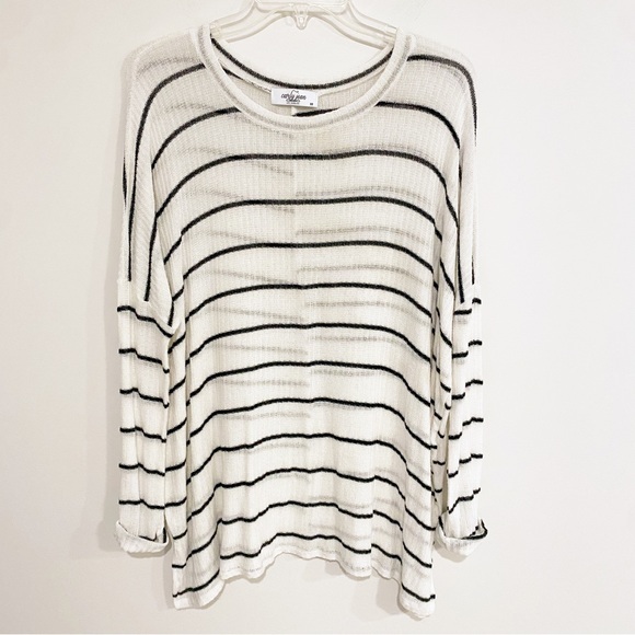 Carly Jean Los Angeles Sweaters - Carly Jean Los Angeles | Oversized Lightweight Sweater Striped Knit Size XS